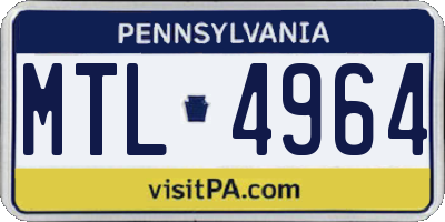 PA license plate MTL4964