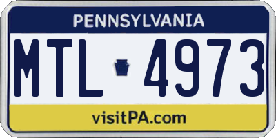 PA license plate MTL4973