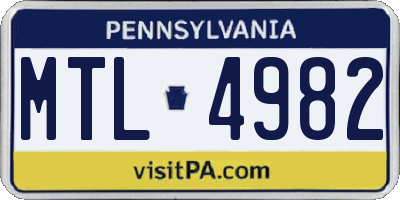 PA license plate MTL4982