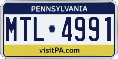 PA license plate MTL4991