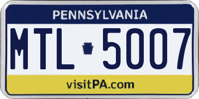 PA license plate MTL5007