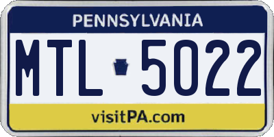 PA license plate MTL5022