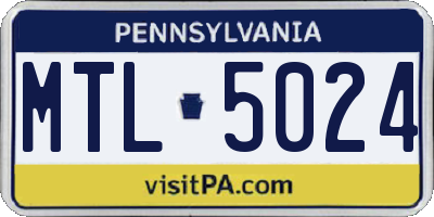 PA license plate MTL5024