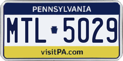 PA license plate MTL5029