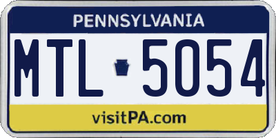 PA license plate MTL5054