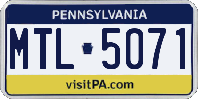 PA license plate MTL5071