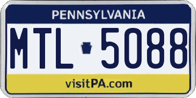 PA license plate MTL5088