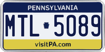 PA license plate MTL5089