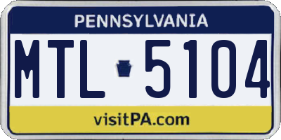 PA license plate MTL5104