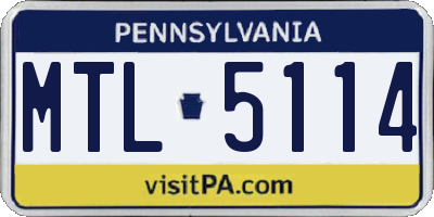 PA license plate MTL5114