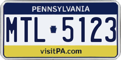 PA license plate MTL5123