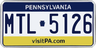 PA license plate MTL5126