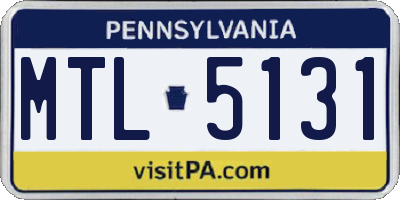 PA license plate MTL5131