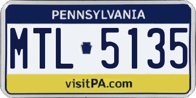 PA license plate MTL5135