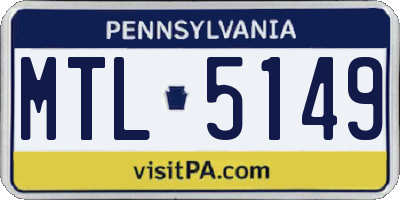 PA license plate MTL5149