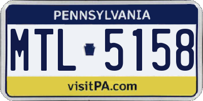 PA license plate MTL5158