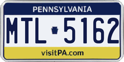 PA license plate MTL5162