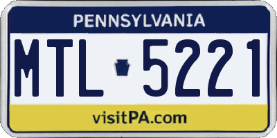PA license plate MTL5221