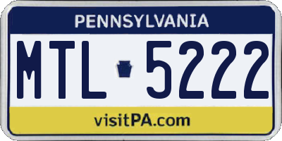 PA license plate MTL5222