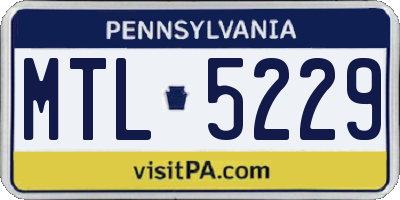 PA license plate MTL5229