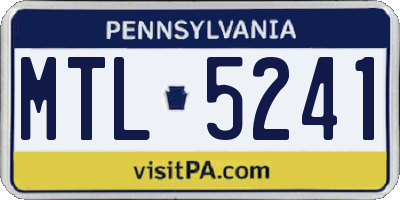 PA license plate MTL5241