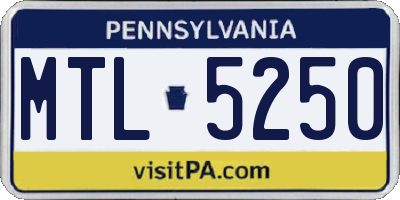 PA license plate MTL5250
