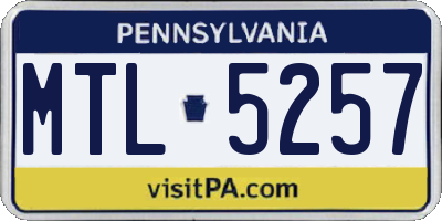 PA license plate MTL5257