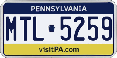 PA license plate MTL5259