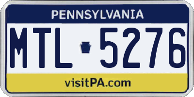 PA license plate MTL5276