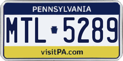 PA license plate MTL5289