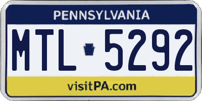 PA license plate MTL5292