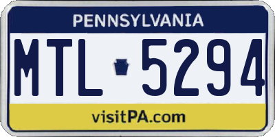 PA license plate MTL5294