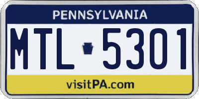 PA license plate MTL5301