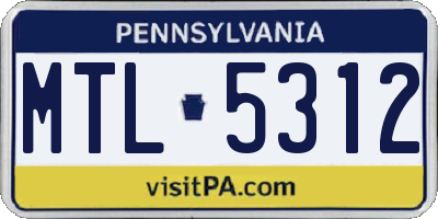 PA license plate MTL5312