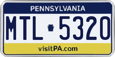 PA license plate MTL5320