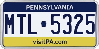 PA license plate MTL5325