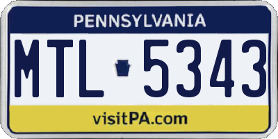 PA license plate MTL5343
