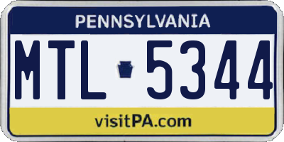 PA license plate MTL5344