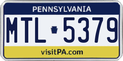 PA license plate MTL5379