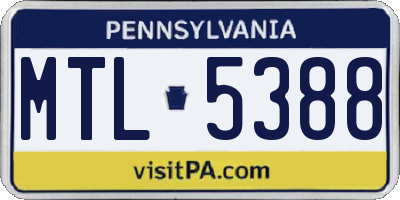 PA license plate MTL5388