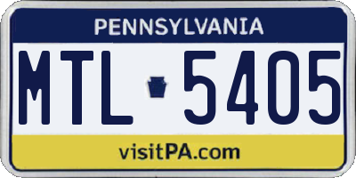 PA license plate MTL5405