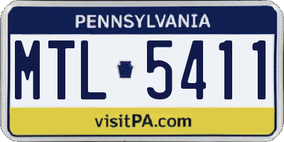 PA license plate MTL5411