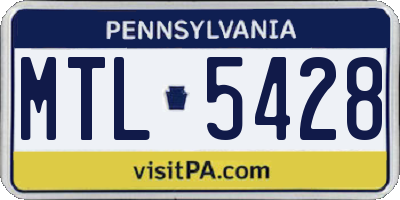 PA license plate MTL5428
