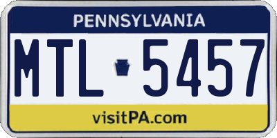 PA license plate MTL5457