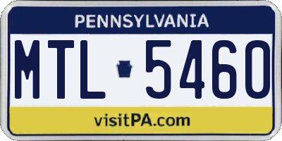 PA license plate MTL5460
