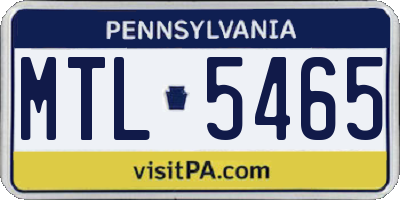 PA license plate MTL5465