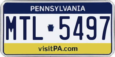 PA license plate MTL5497