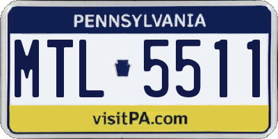 PA license plate MTL5511