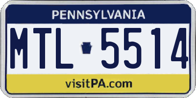 PA license plate MTL5514