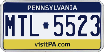 PA license plate MTL5523